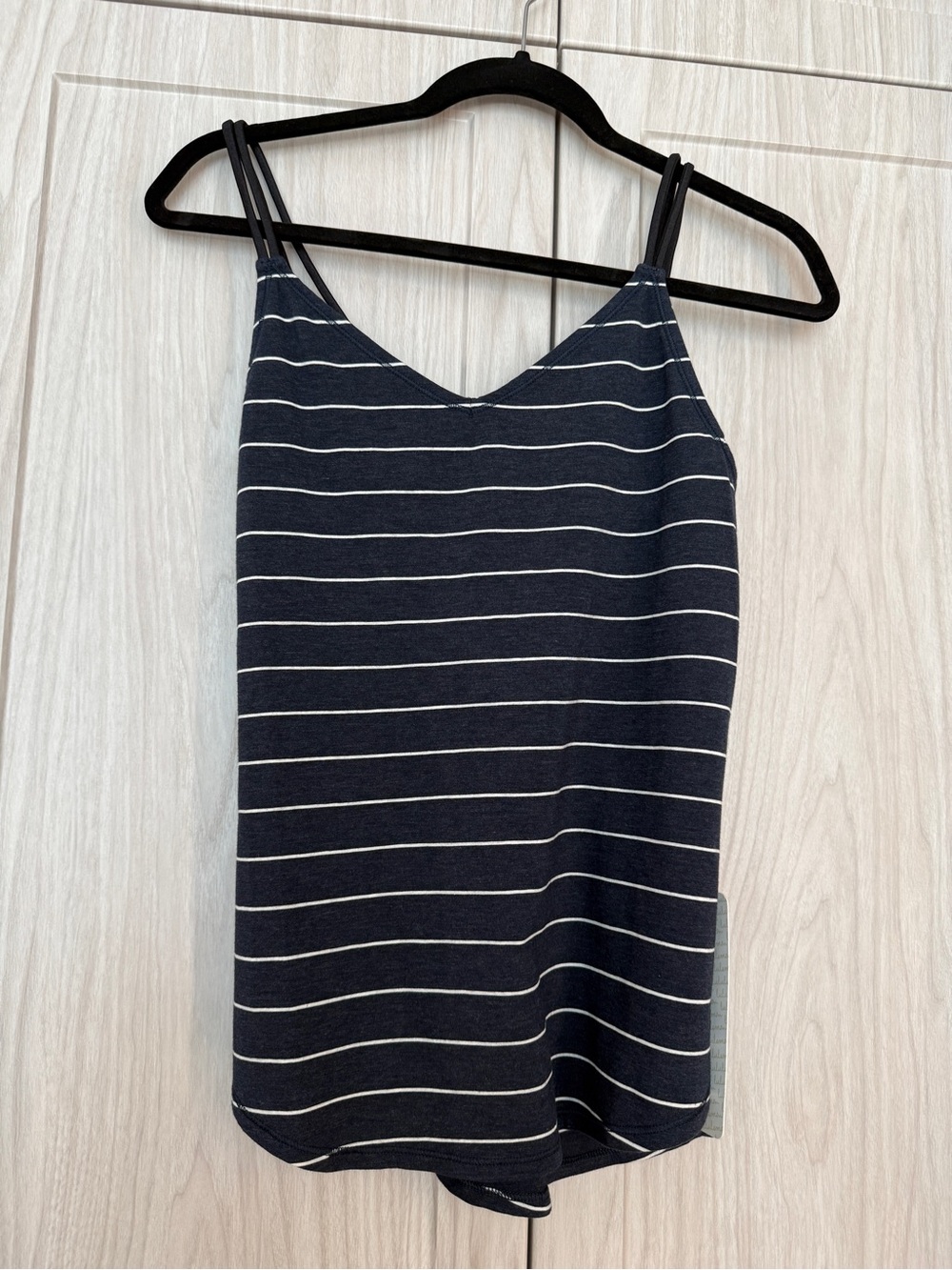 lululemon athletica Navy and White Striped V-Neck Cami